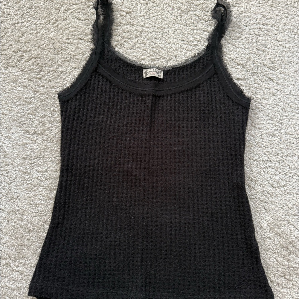 Free People Black Lace Trim Tank